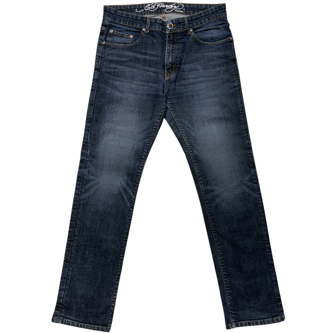 ED DARK WASH EMBROIDERED JEANS [32-28]