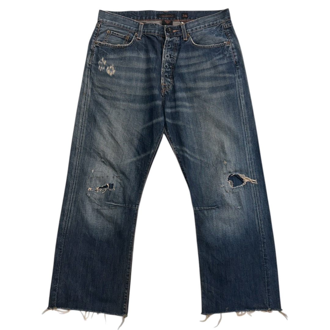 ED DARK WASH EMBROIDERED JEANS [36-32]