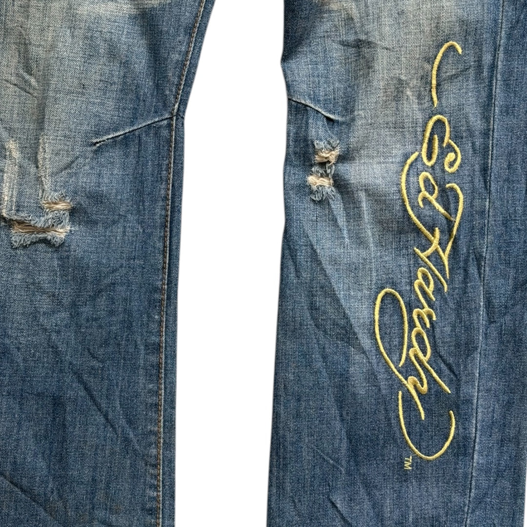 ED EMBROIDERED FRONT SPELLOUT JEANS [29-28]