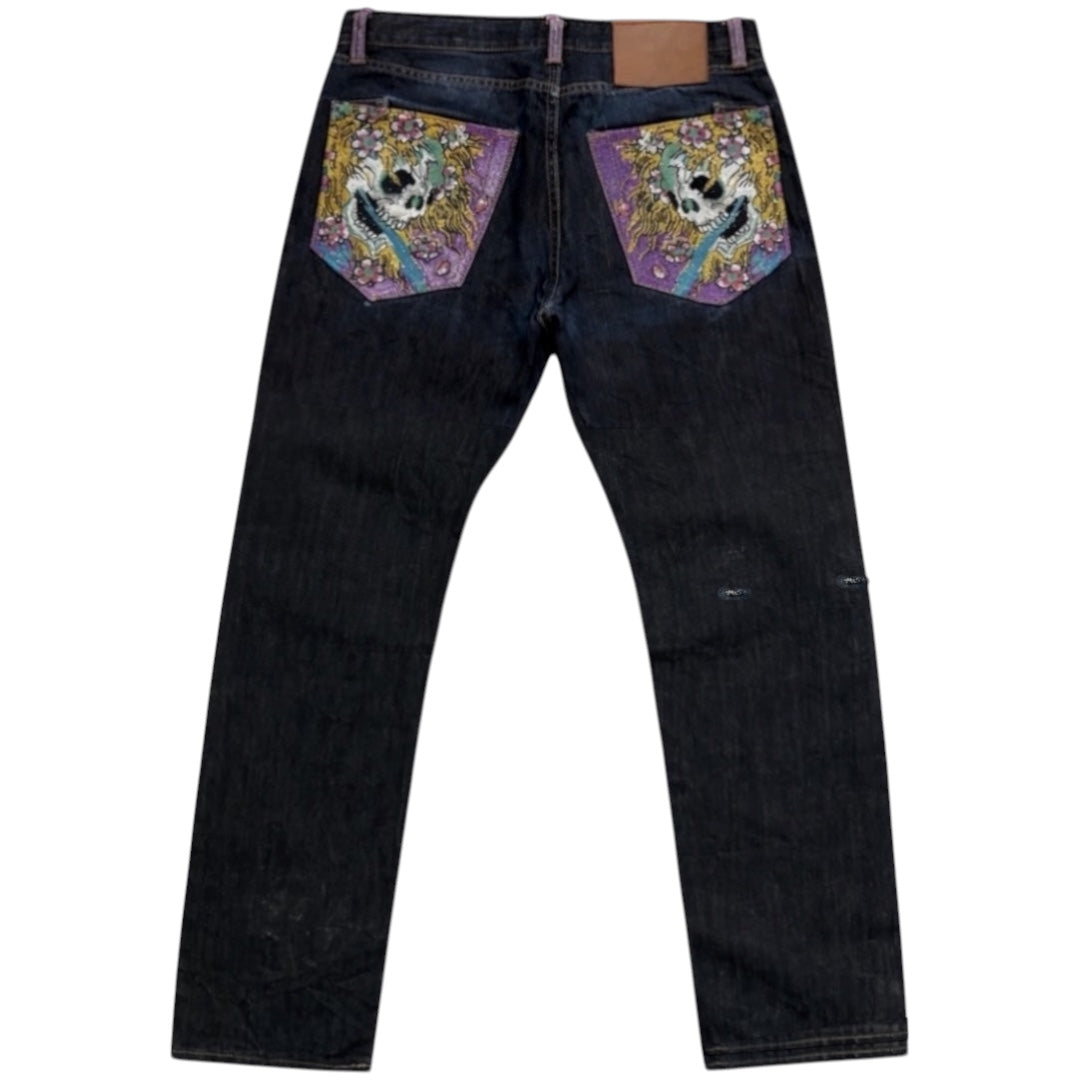 ED INDIGO SEQUIN EMBROIDERED JEANS [32-28]