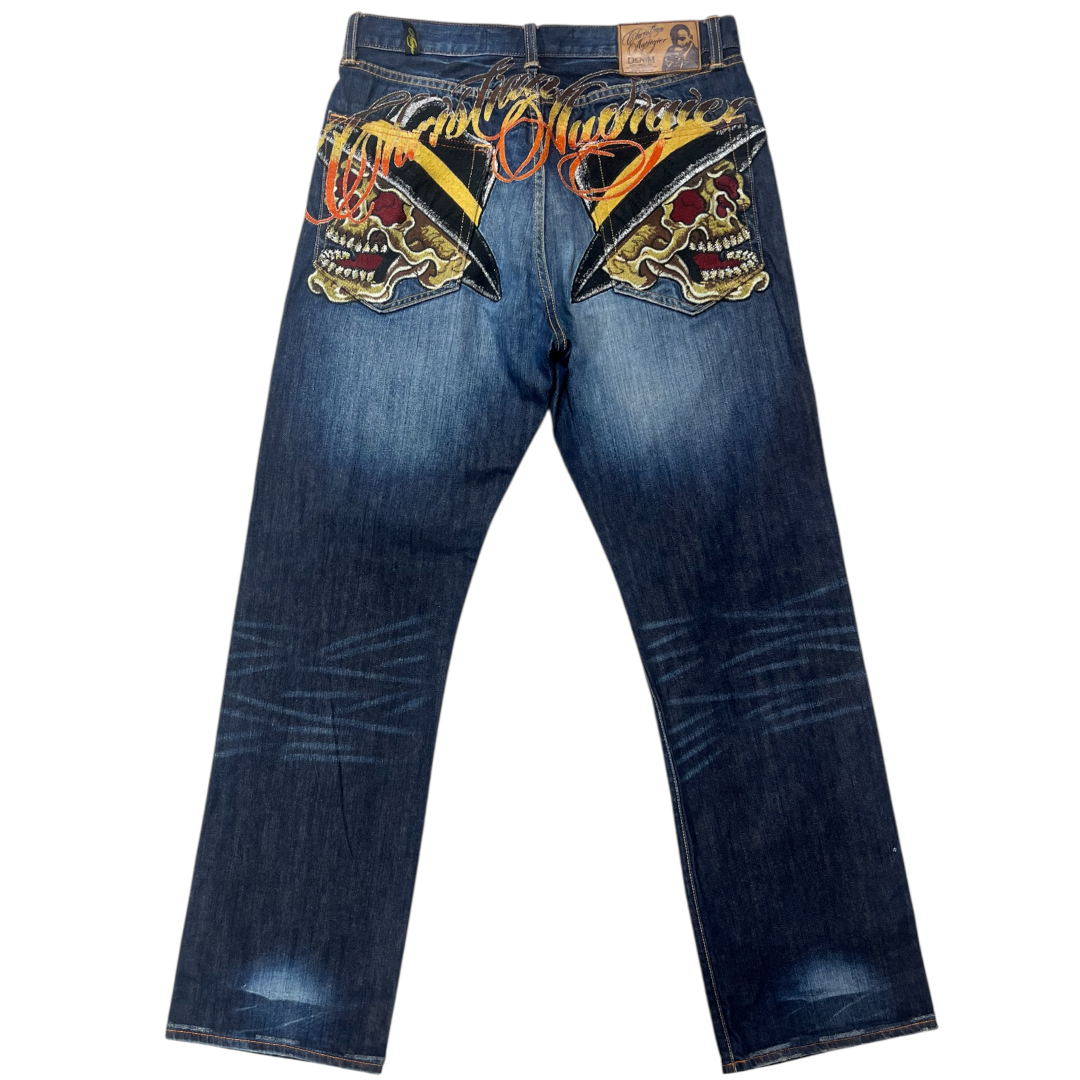 AUDIGER SPELL-OUT SKULL  SWAROVSKI JEANS[34-30]