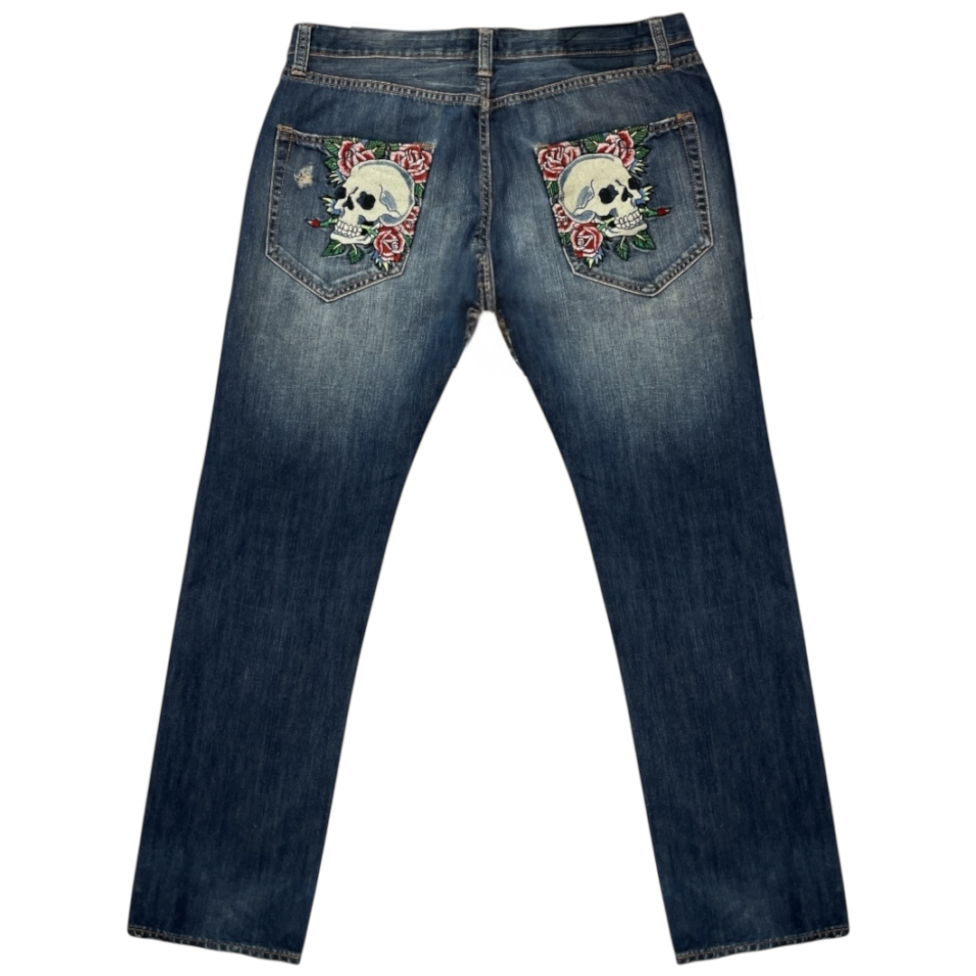 ED LOVE K*LLS SLOWLY EMBROIDERED JEANS (38-34)