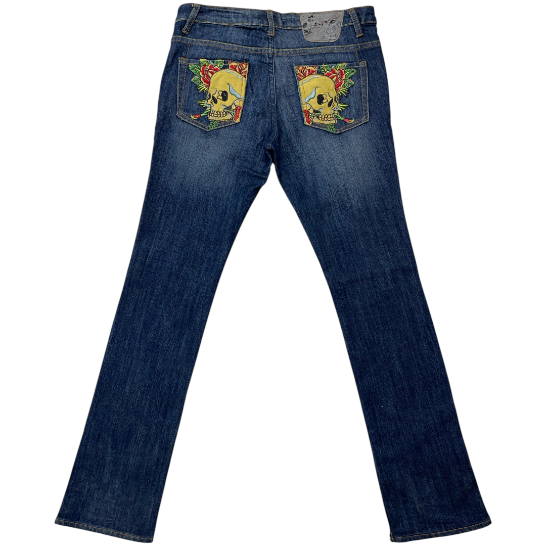 ED LOVE K*LLS SLOWLY EMBROIDERED JEANS (34-30)