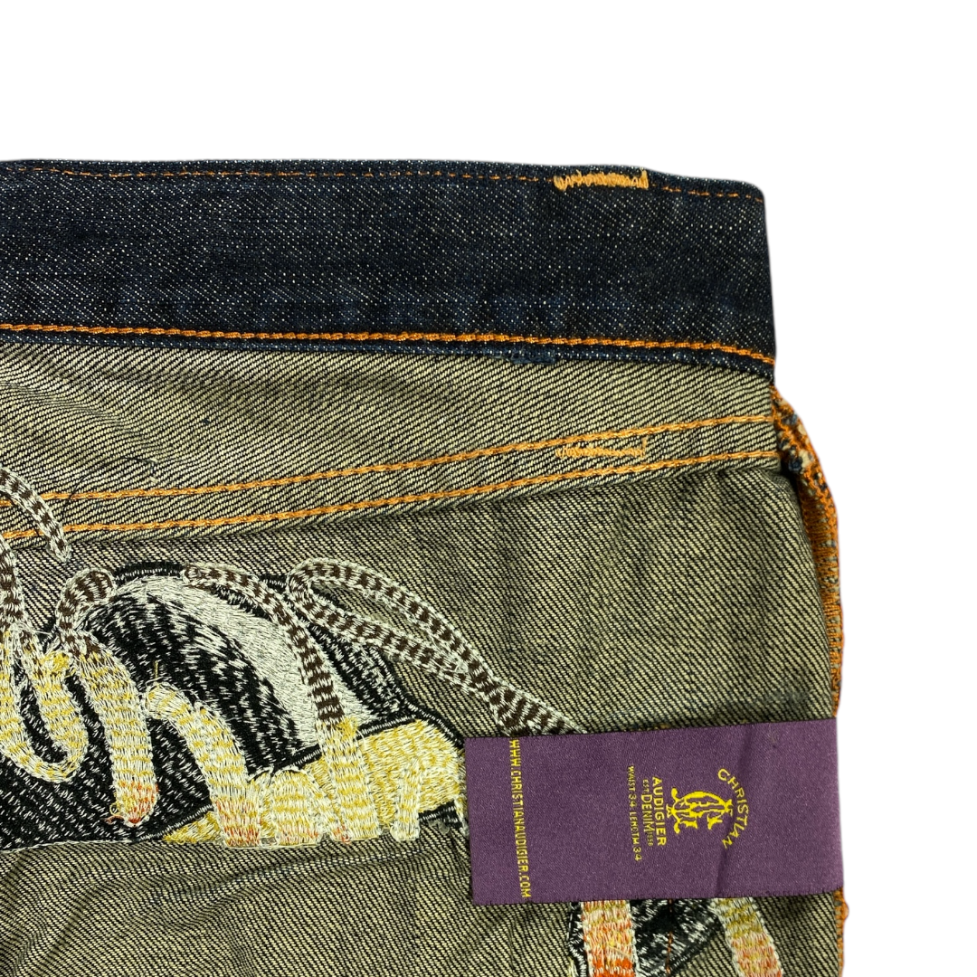 AUDIGER SPELL-OUT SKULL  SWAROVSKI JEANS[34-30]