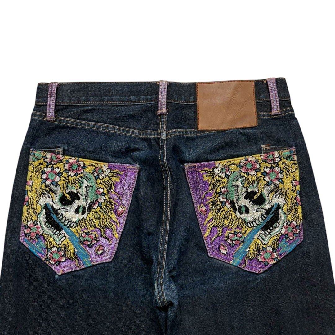 ED INDIGO SEQUIN EMBROIDERED JEANS [32-28]