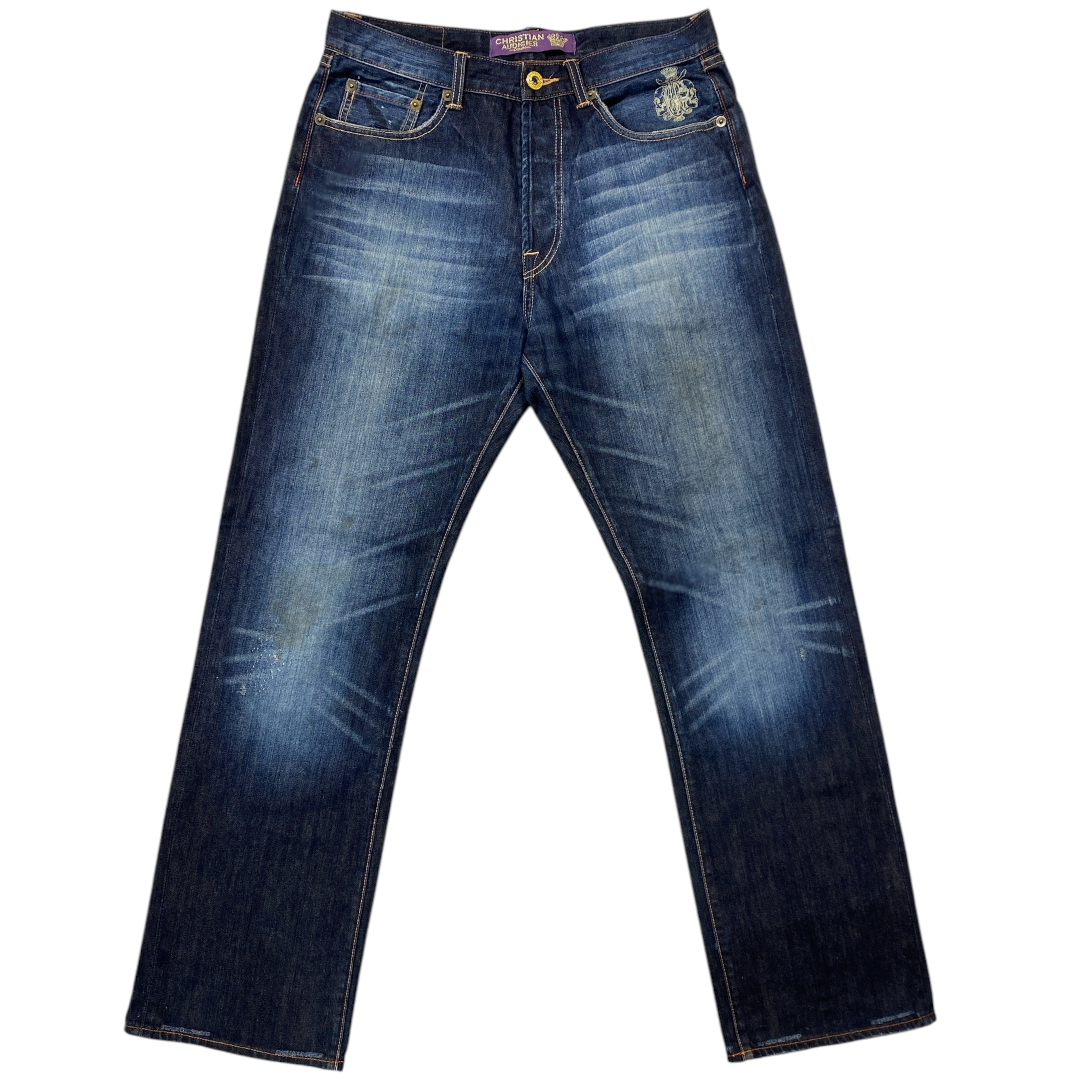 AUDIGER SPELL-OUT SKULL  SWAROVSKI JEANS[34-30]