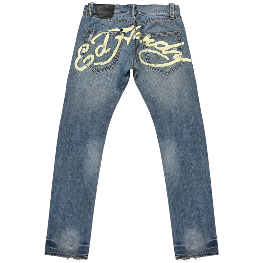 ED EMBROIDERED SPELLOUT JEANS (32-28)