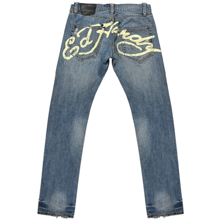 ED EMBROIDERED SPELLOUT JEANS (32-28)