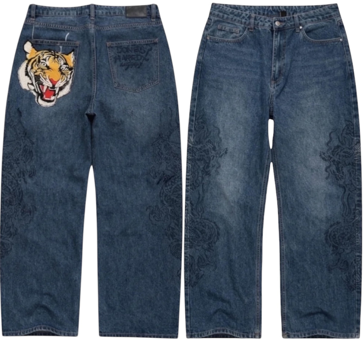 ED DARK WASH EMBROIDERED JEANS [36-32]
