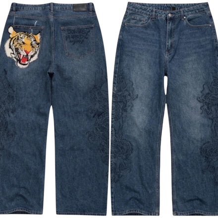 ED DARK WASH EMBROIDERED JEANS [36-32]
