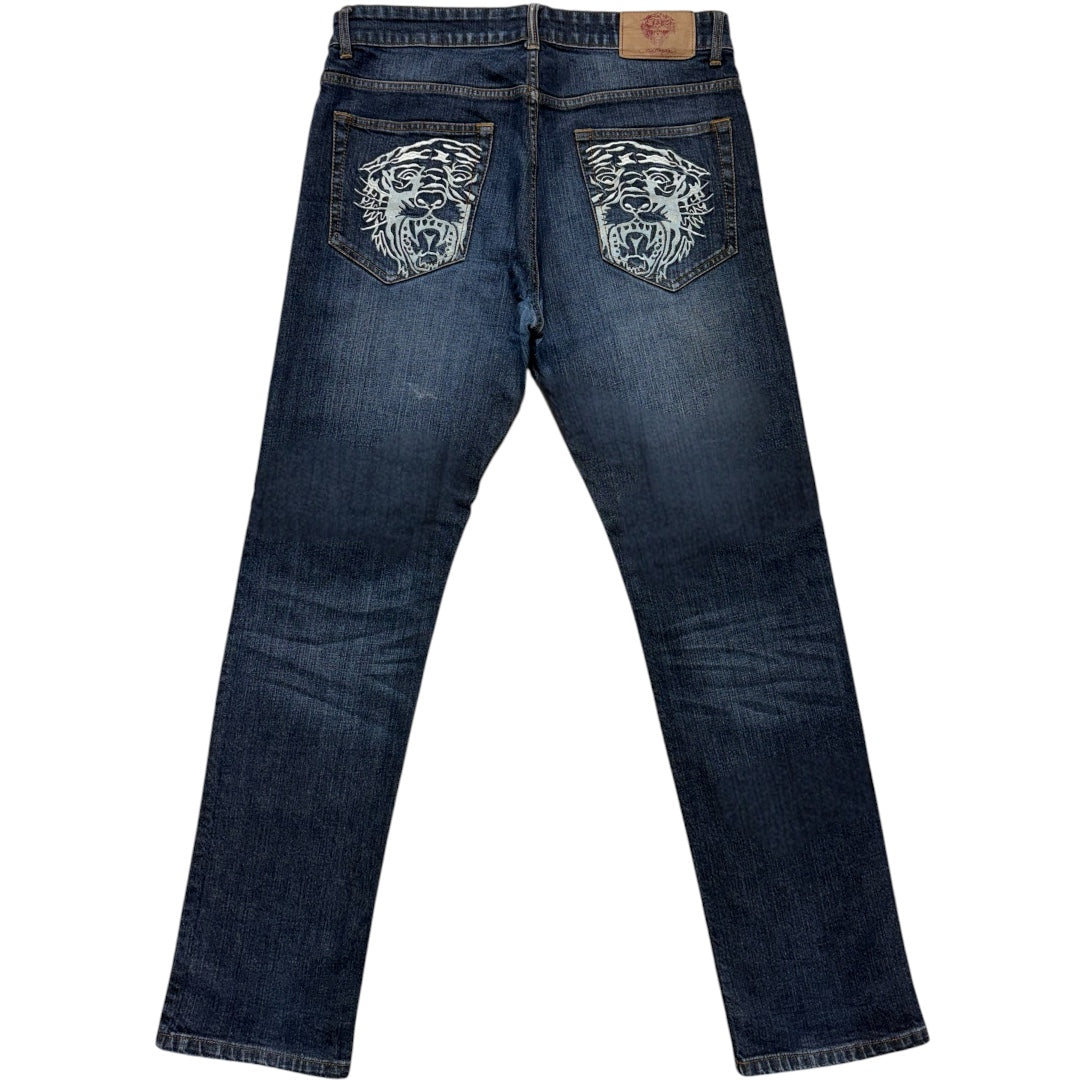 ED DARK WASH EMBROIDERED JEANS [32-28]