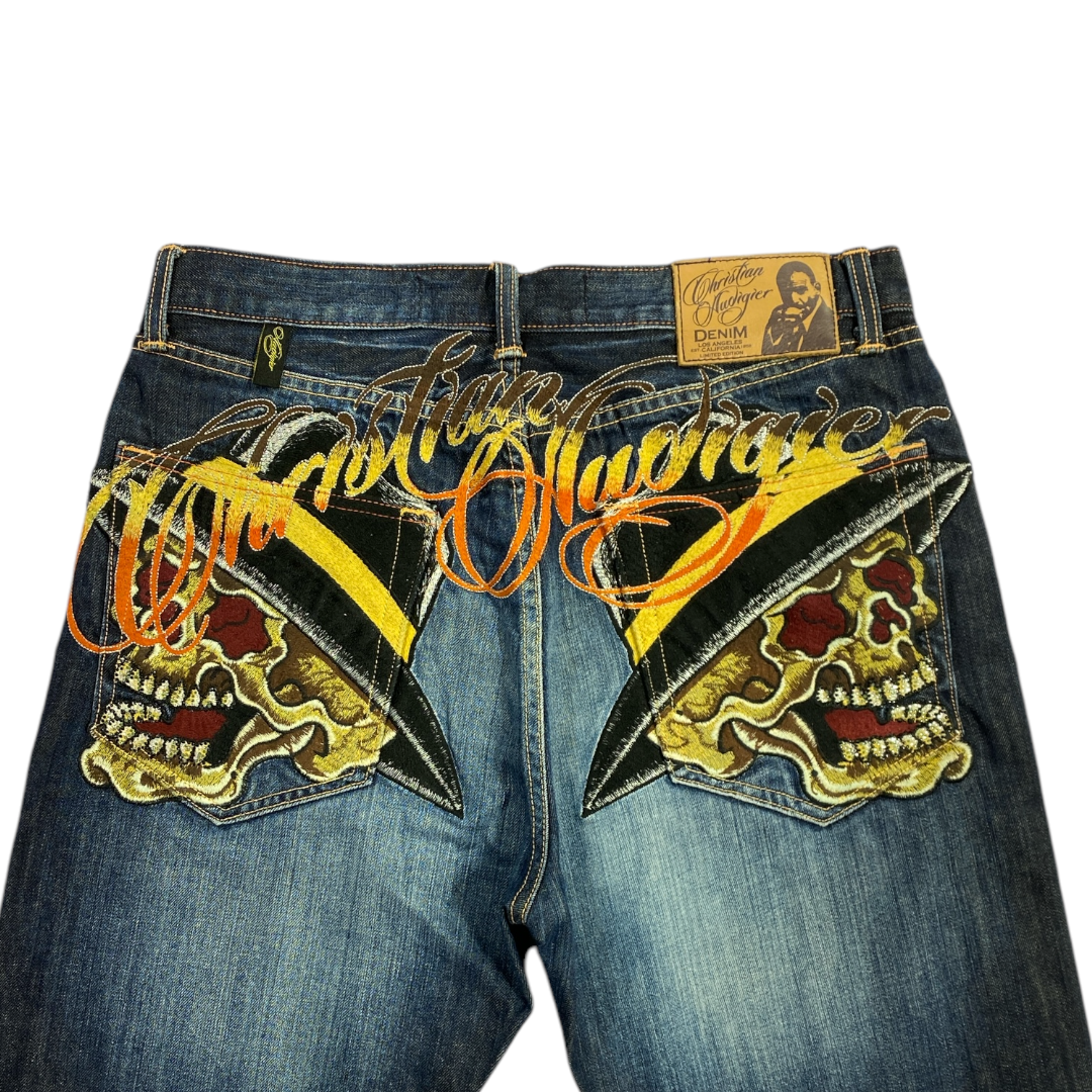 AUDIGER SPELL-OUT SKULL  SWAROVSKI JEANS[34-30]