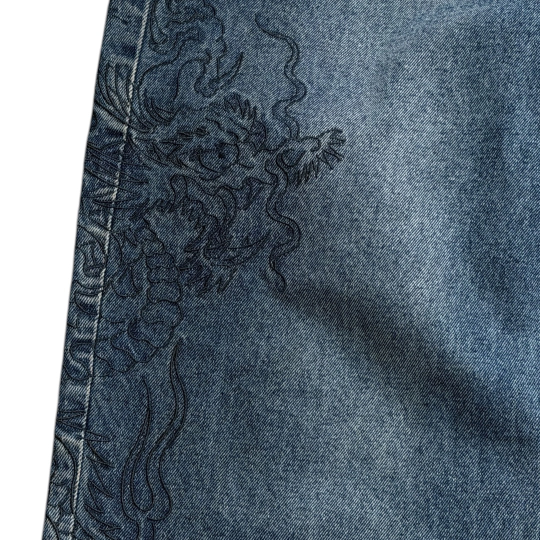ED DARK WASH EMBROIDERED JEANS [36-32]