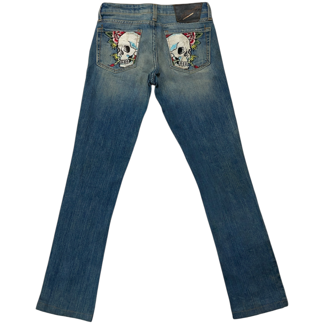 ED LOVE K*LLS SLOWLY EMBROIDERED JEANS (28-26)