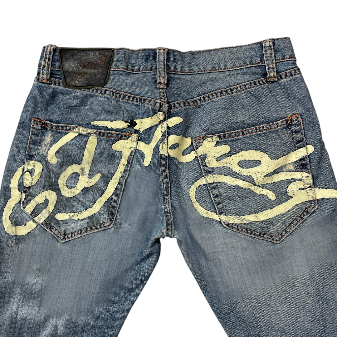 ED EMBROIDERED SPELLOUT JEANS (32-28)