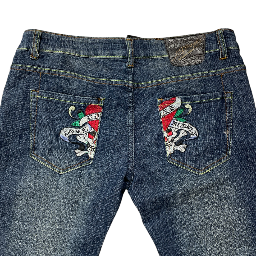 ED LOVE K*LLS EMBROIDERED JEANS (36-32)