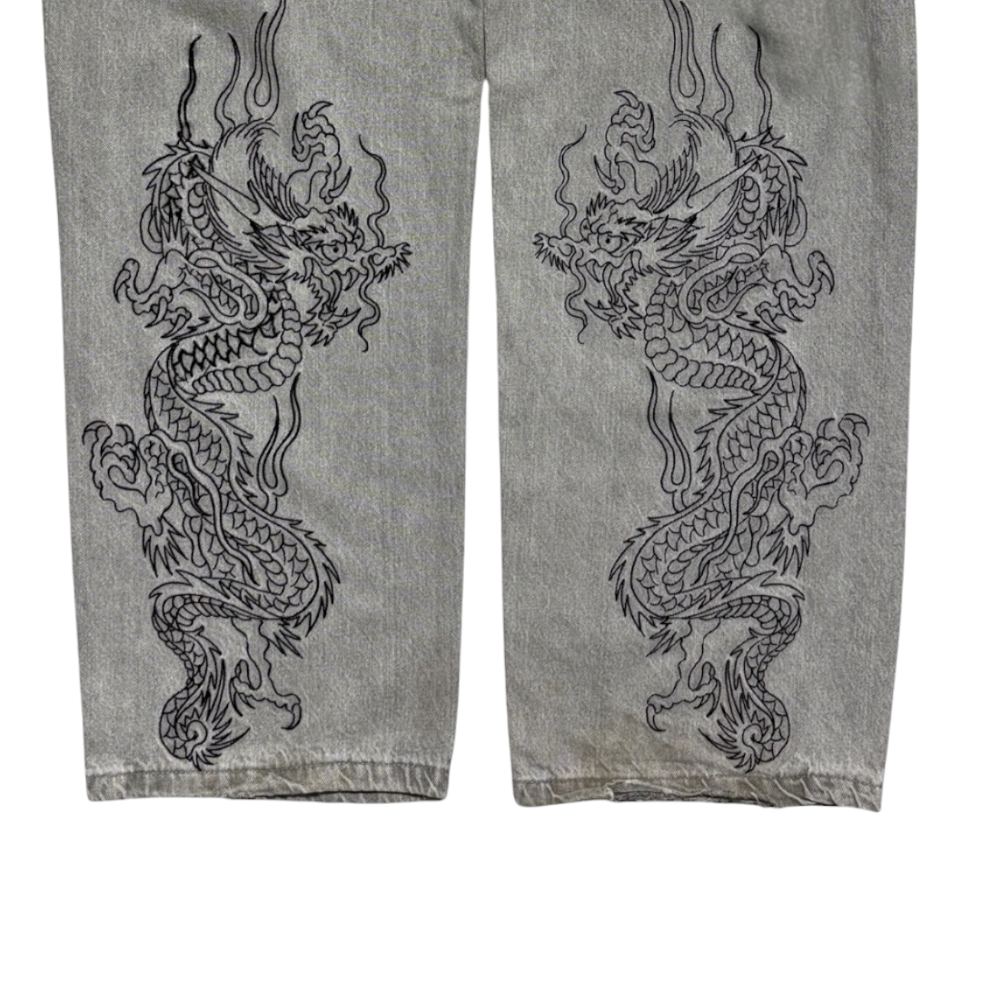 ED DRAGON EMBROIDERED JEANS [34to30]