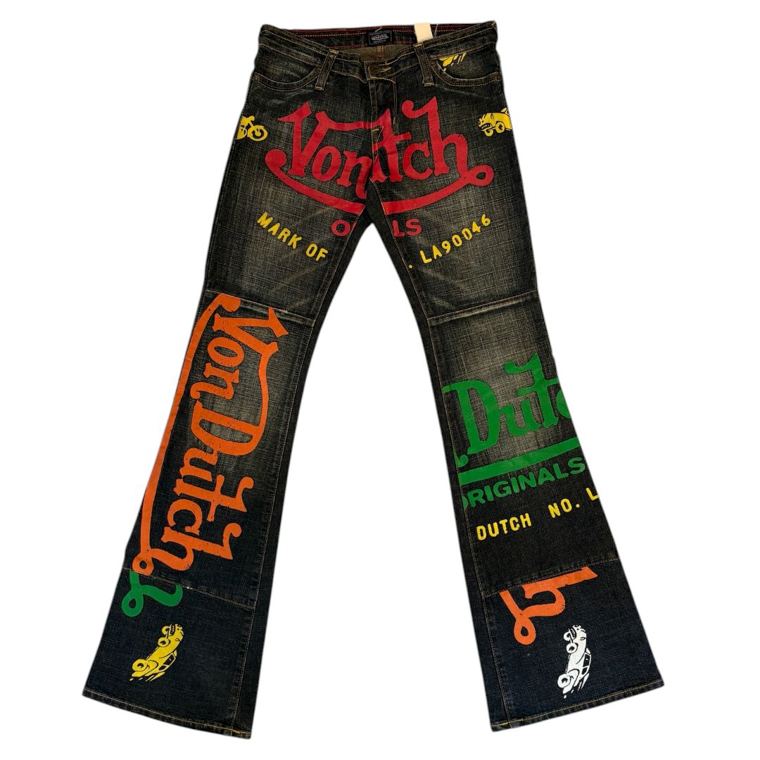 VON DUTCH SPELL OUT LOW RISE JEANS (W) [28-26]