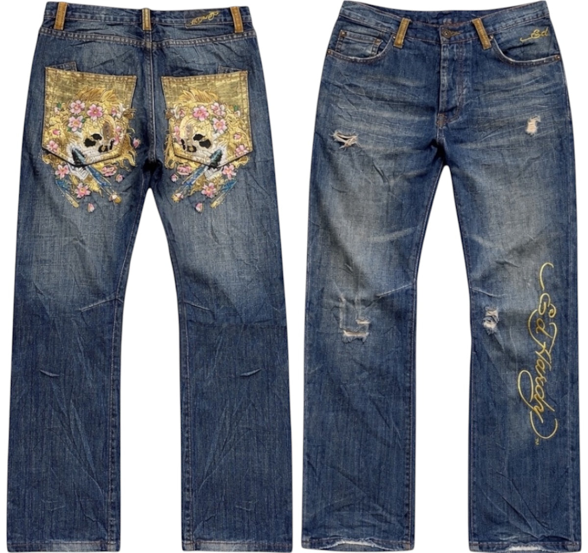 ED EMBROIDERED FRONT SPELLOUT JEANS [29-28]