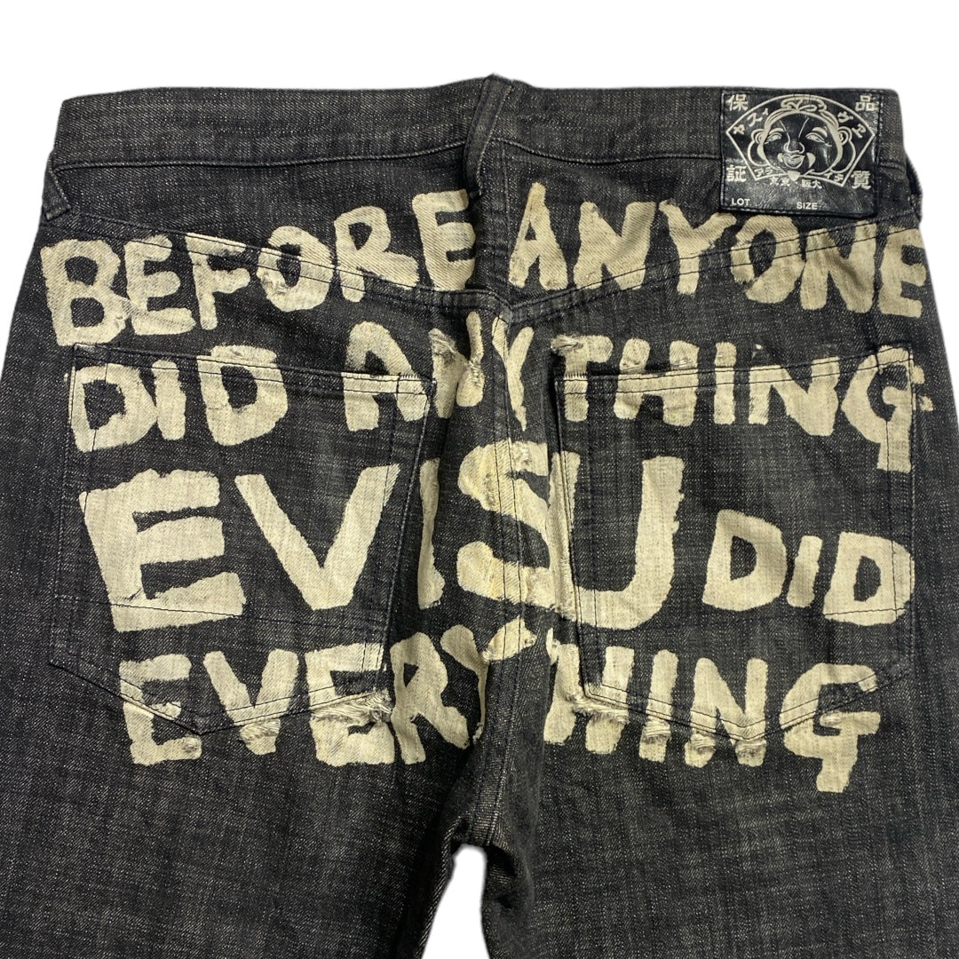 EVI*U DARK WASHED SPELLOUT DENIM [34-30]