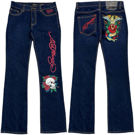 ED FRONT SPELL OUT EMBROIDERED JEANS [30-26]