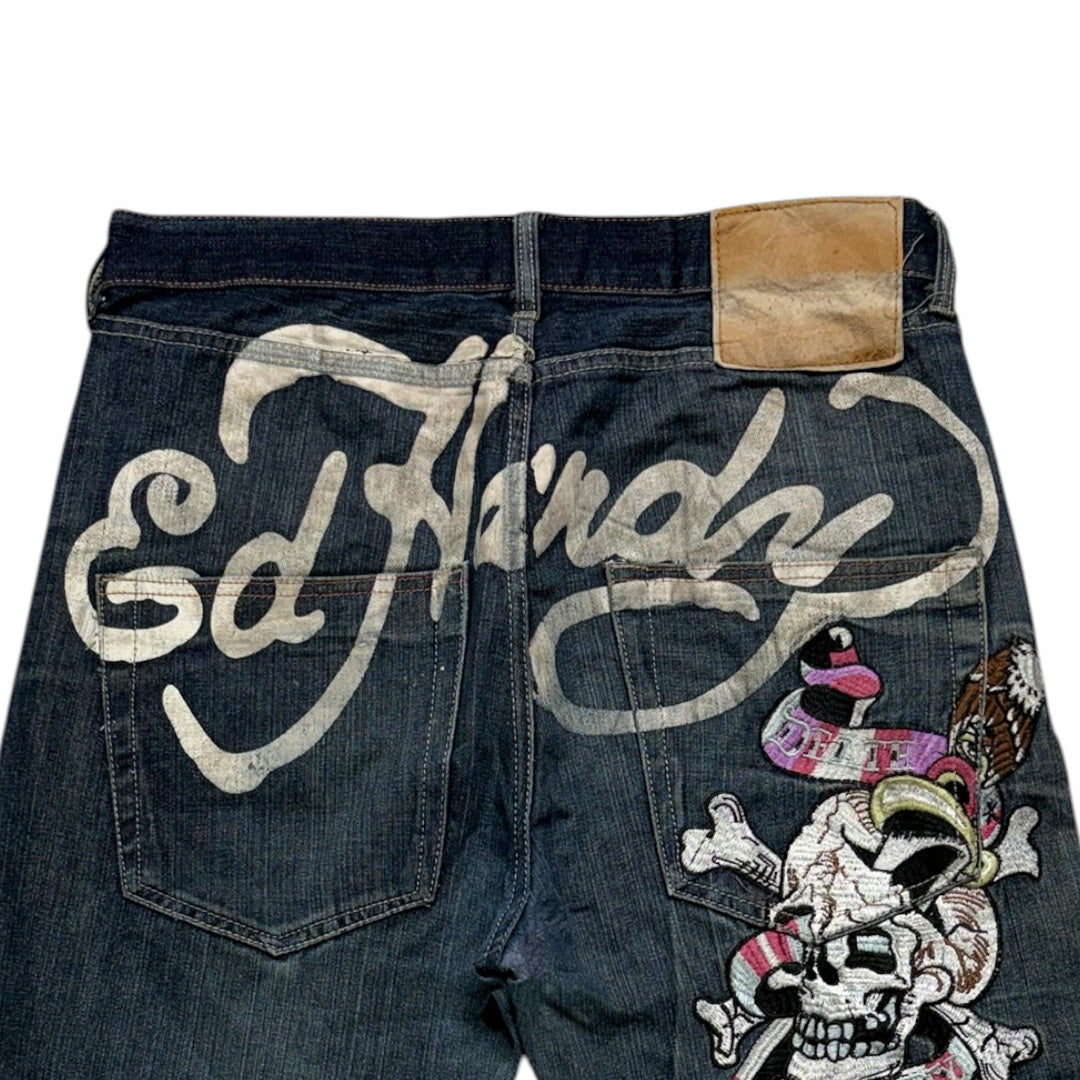 ED DARK WASH SPELL-OUT JEANS [36-32]