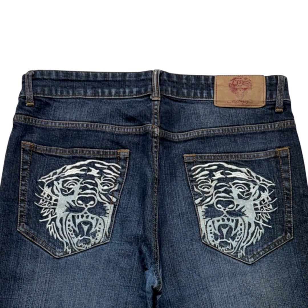 ED DARK WASH EMBROIDERED JEANS [32-28]